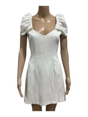 French Connection Whisper Gathered Sleeve Mini Dress Size 2 Off-White